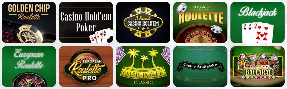 Jeux de table au FeelingBet Casino