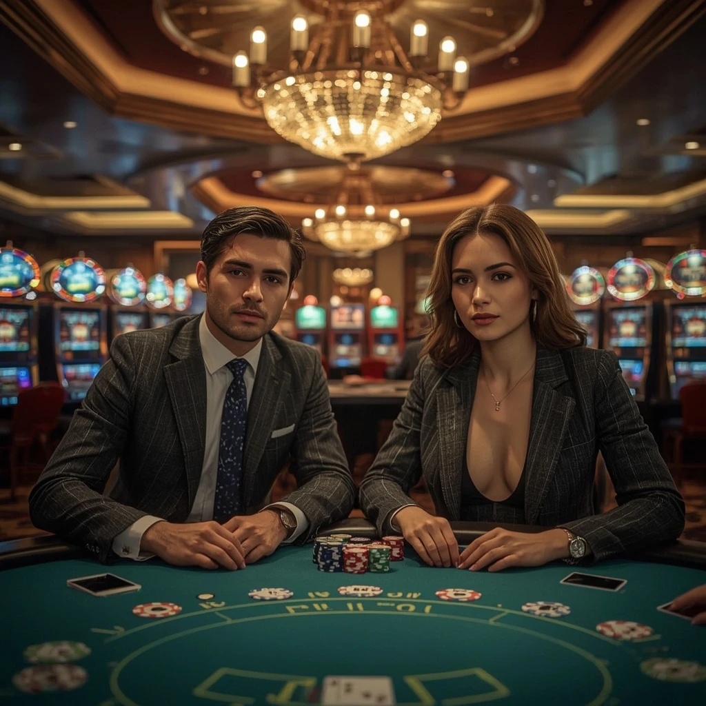 Deux joueurs de poker dans un FEELINGBET CASINO